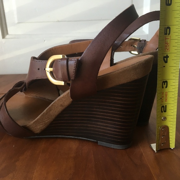 Franco Sarto Brown Leather Wedge Sandals 9.5 - Picture 7 of 7